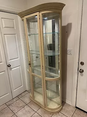 Vintage Solid Wood & Glass 5 Shelf Mirror Back Curio Cabinet - Local Pickup Only • $50
