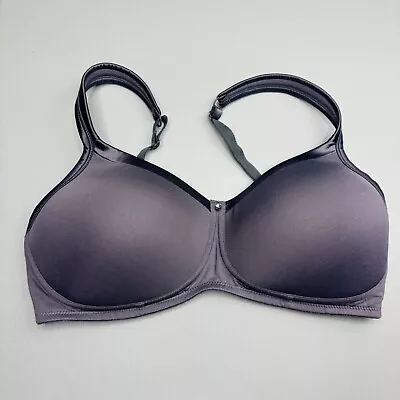 Amoena Lara Satin SB Bra 36B Mastectomy Pockets Grey Wire Free 1261 • $19