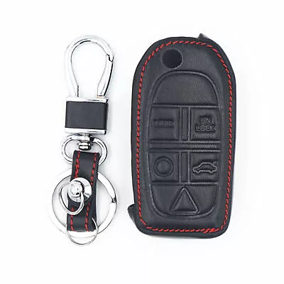 For Volvo S80 XC70 XC90 V50 V70 Black 4 Buttons Leather Flip Key Cover Chain Fob • $8.40