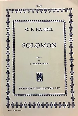 Handel SOLOMON Vocal Score Patersons Publications Ed. Diack • £7.75