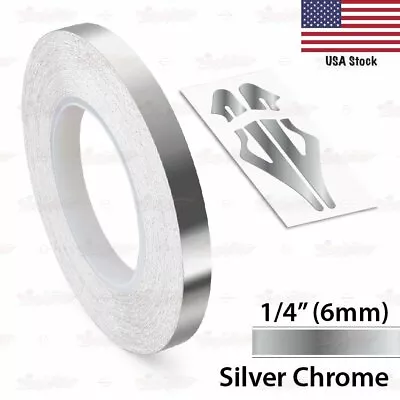 SILVER CHROME Vinyl Pinstriping Pin Stripe Car Motorcycle Tape Decal Stickers • $8.95