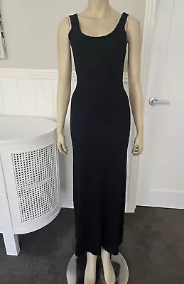 GLASSONS Black Ribbed Knit Low Back Maxi Dress Medium Size 10 M NWT RRP $59 • $29