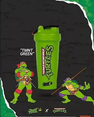 NEW Ghost X TMNT Shaker Cup Blender Bottle Teenage Mutant Ninja Turtle Green • $28