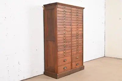 Antique Arts & Crafts Oak 40-Drawer File Cabinet Or Chest Of Drawers Circa 1900 • $5995
