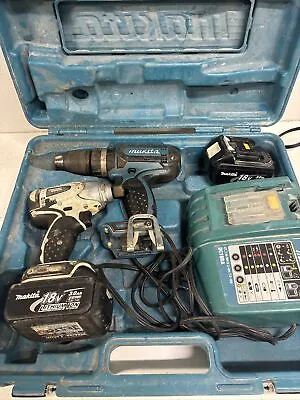 Makita 18v Cordless Drill Driver W/ 2 Batteries Charger& Case #K1 • $200