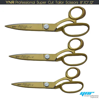 YNR Tailor Scissors Dressmaking Quality Upholstery Fabric Cutters Shears Gold • £14.99