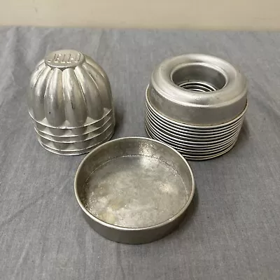 Set Of 18 VINTAGE Aluminum Jell-O / Small Cake / Mini Tart Baking Molds FS Chrty • $20