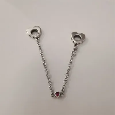 Pandora S925 ALE Charm  Enchanted Heart Love Safety Chain • £24