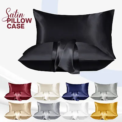 Soft 100% Satin Silk Pillowcase For Hair Pillow Covers Queen Standard 2 4 Pack • £2.69