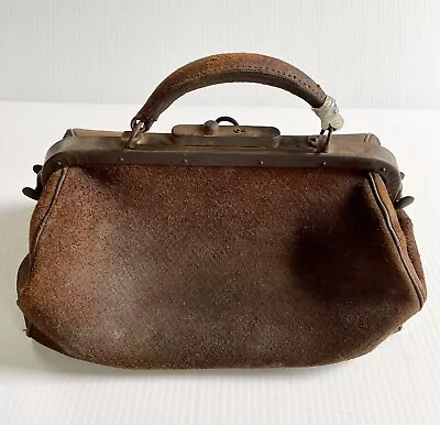 Small Antique/Vintage Leather Doctors Physician Medical Bag NO. 505 • $31.96