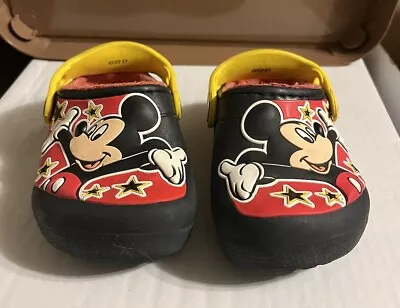 Crocs Mickey Mouse Black Red Yellow Insulated  Size C8 Unisex • $10