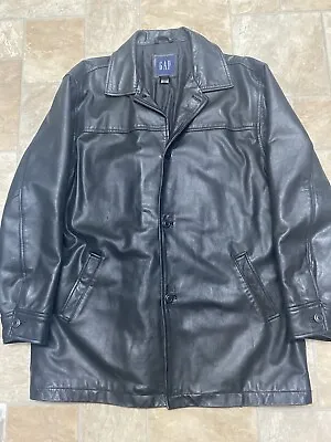 Vintage 2000 GAP Leather Jacket Vampire Slayer L Rare 3/4 Trench Coat Matrix • $200