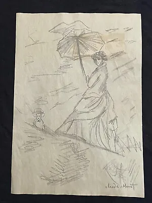 Claude Monet (Handmade) Drawing - Painting Inks On Old Paper Signed & Stamped • $115