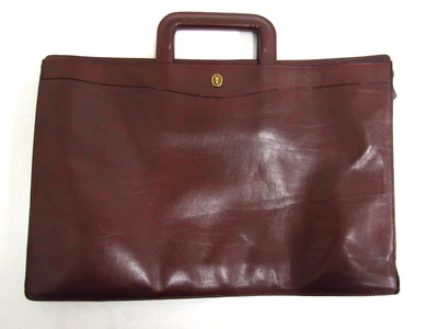 $75 • Buy Vtg Gold Pfeil Meek's Sport Reddish Brown Leather Handled Document Briefcase