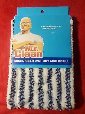 Mr Clean Classic Wet Dry Mop Refill 100% Microfiber NIP White Blue Washable • $13.99