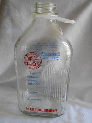 $5 • Buy Homestead Creamery 2 Qt. Glass Milk Bottle Burnt Chimney Va