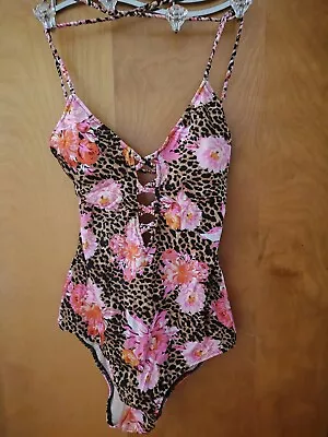 Victoria's Secret Strappy Branded One Piece Swimsuit NWT Size S Leopard Floral • $24.99