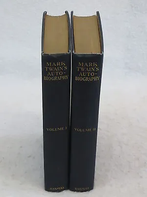 MARK TWAIN'S AUTOBIOGRAPHY 2 Volumes Intro Albert Paine Harper & Brothers 1924 • $123.98