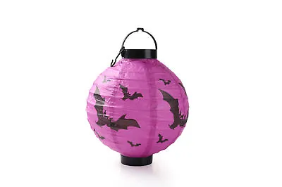 Halloween Lantern LED Bat Purple Light Up Hanging Portable Paper • £9.99
