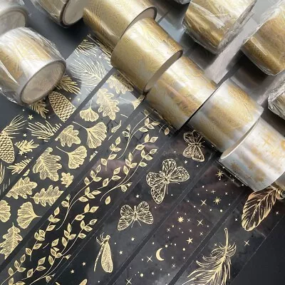 $4.29 • Buy PET Bronzing Tape Wth Release Paper |Butterfly|Feather|Ginkgo|Leaf|Star|Pinecone