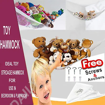 £3.95 • Buy Toy Mesh Net Hammock Soft Cuddly Bear Tidy Storage Organiser Kid Nursery Bedroom