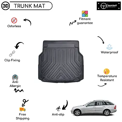 Vehicle Specific Rubber Trunk Mat Cargo Fits For Mercedes C Class W203 Stw 01-07 • $79.90