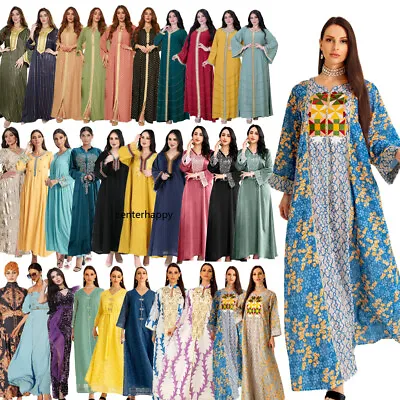 Caftan Women Muslim Abaya Long Maxi Dress Moroccan Kaftan Islamic Kaftan Ramadan • $40.77