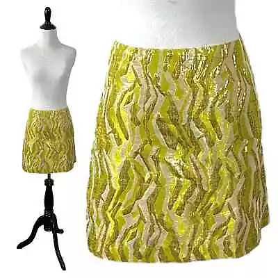 J. Crew Collection Chartreuse Metallic Gold Skirt Size 8 • $31.20