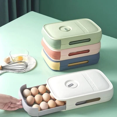 £9.98 • Buy Egg Storage Box For Kitchen Fridge  Fresh Keep Large-capacity Holder Drawer
