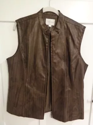 Erin London Zipper Lined Vest Brown Sz Lg Pockets Preowned Exc Cond • $14