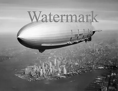 LARGE 1934 USS Macon Zeppelin Over New York York City - Print 24  X 36  • $34.99