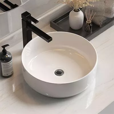 Ceramic Bathroom Basin High Gloss Finish Round Vanity Sink Nano Glazed Embellish • $61.95