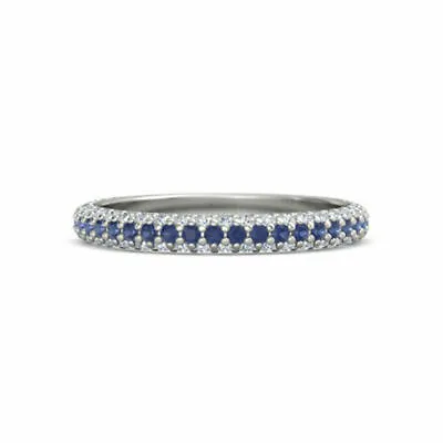 $2796.65 • Buy 0.67 Ct Real Diamond Blue Sapphire Gemstone Ring Fine 950 Platinum Band Size 5 6