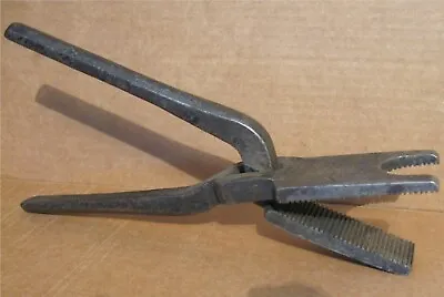 Vintage HAND FORGED SHEET METAL PLIERS Tinsmith Blacksmith Tool • $22.50