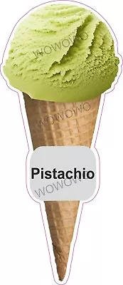 Ice Cream Van Sticker Pistachio Scoop Cone Waffle Trailer Shop Decals • £3.95