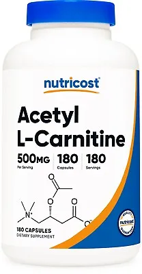 Nutricost Acetyl L-Carnitine 500mg 180 Capsules - Non-GMO And Gluten Free • $18.98