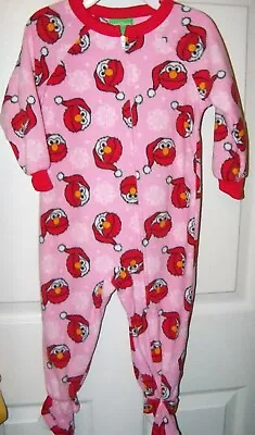 Sesame Tickle Me Elmo Christmas Pink One Piece Footed Pajama PJ Size 4T NWT  • $18.68