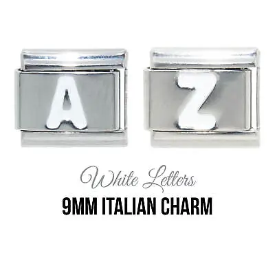 White Alphabet Letter Choice Of A-Z Italian Charm - Fits 9mm Classic Bracelets • £4.99