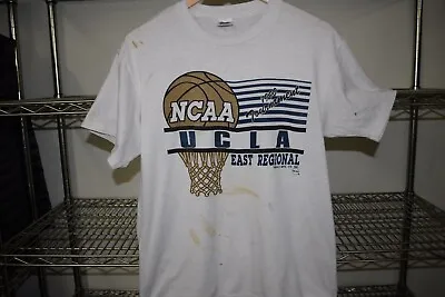 UCLA Bruins Basketball Vtg 1990 Paper Thin T Shirt Single Stitch Tag Lg Fits Med • $15