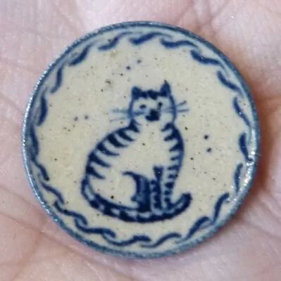 IGMA Artisan Jane Graber Miniature Stoneware Kitty/Cat Dinner Plate: 1:12 Scale • $41