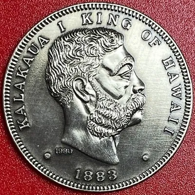 HAWAII  1980 (1883) 1 AKAHI DALA KING KALAKAUA I HAWAIIAN COIN MEDAL (no Silver) • $65