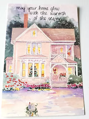 Vintage Christmas Card Post Card Victorian Home Farmhouse May Your Home Glow • $0.99