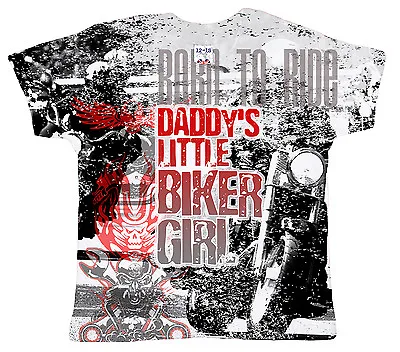 DF Baby T-Shirt All Over Print  Daddy's Little Biker Girl  Motor Bike • £12.99