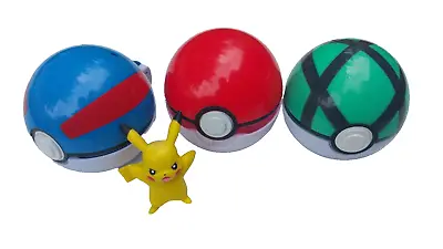 Pokemon Clip 'N' Go Poke Balls X 3 Plus 1 Pikachu Figure • $33.99