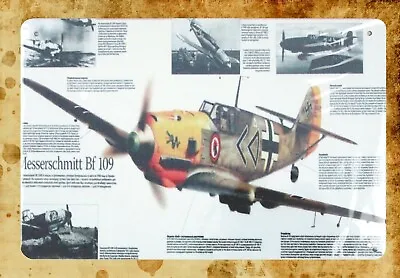  Messerschmitt BF 109 German Fighter Plane Metal Corrugated Tin Signs • £15.38