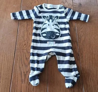 Baby Boys Zebra Print Stripe F&F Babygrow Newborn Upto 1 Month Sleepsuit Babygro • £0.99