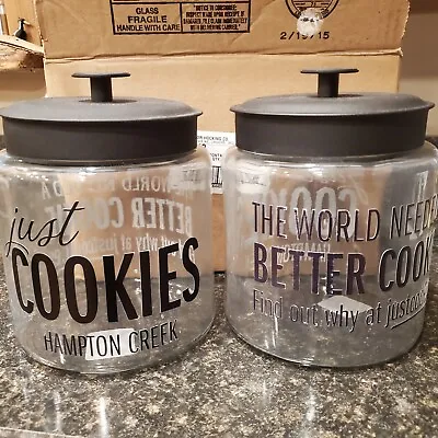 Anchor Hocking 96oz. Mini Montana Jars W/ Black Lids2 Ea. Words Can Be Removed • $12