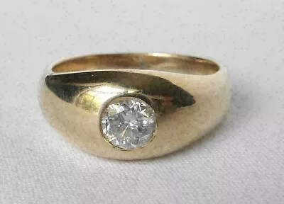 Vintage Mens 1.00 CT Round Cut Diamond Solitaire Pinky Ring 14K Yellow Gold Over • $110.49