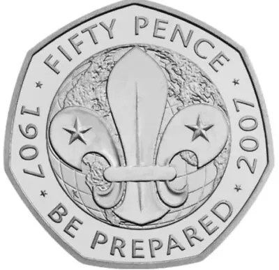 2007 BE PREPARED 50p COIN BY KERRY JONES CIRCULATED. • £1.50