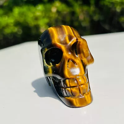 132G Natural Crystal Tiger's-eye Hand-carved Quartz Skull Reiki Healing.A229 • $0.99
